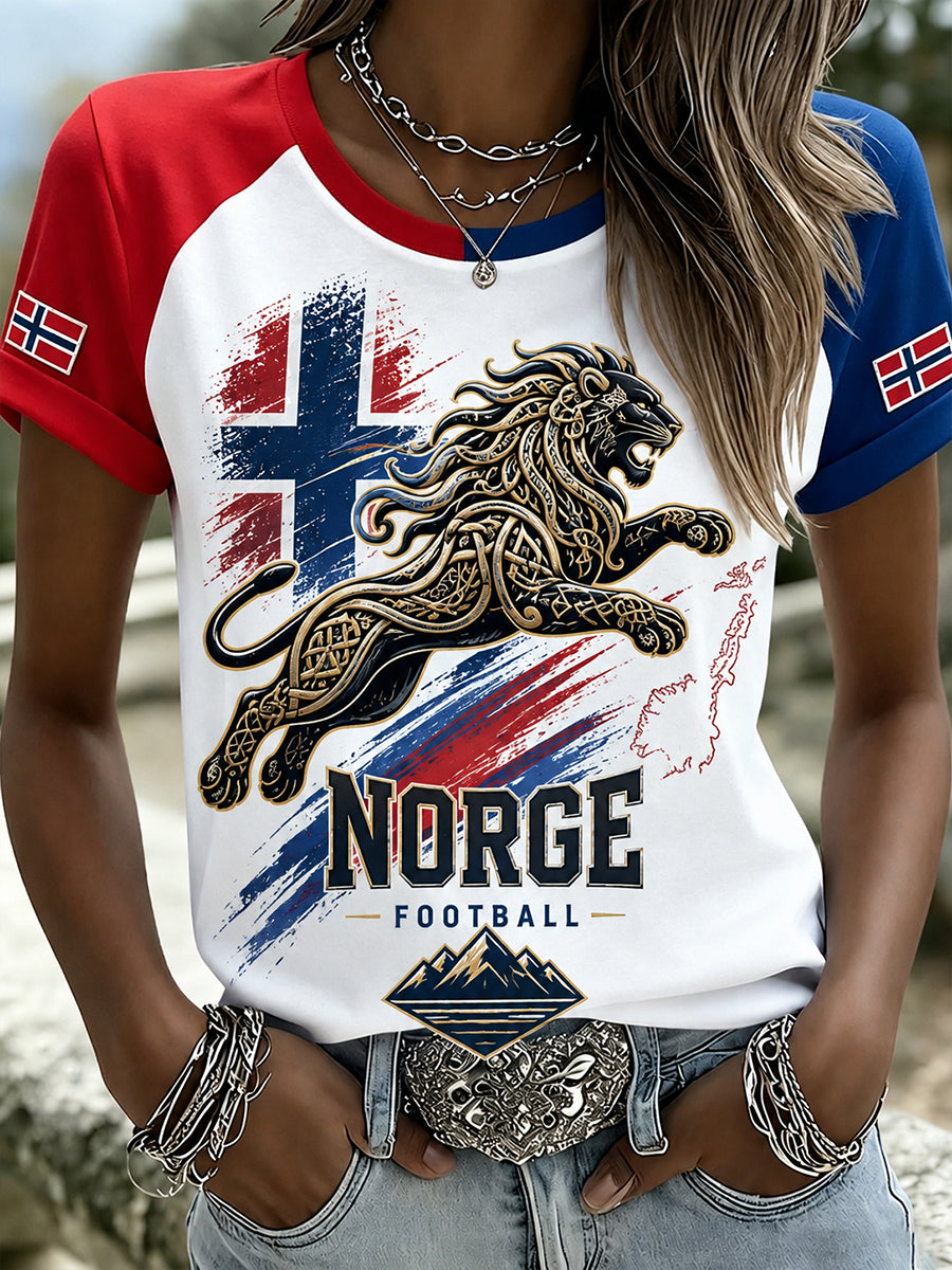 Retro norsk fotballfan-kunsttrykk, uformell t-skjorte