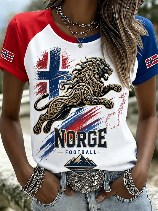 Retro norsk fotballfan-kunsttrykk, uformell t-skjorte