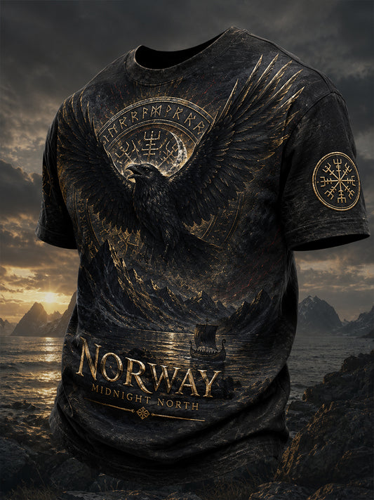 Retro norsk viking nordisk stil kunsttrykk uformell t-skjorte