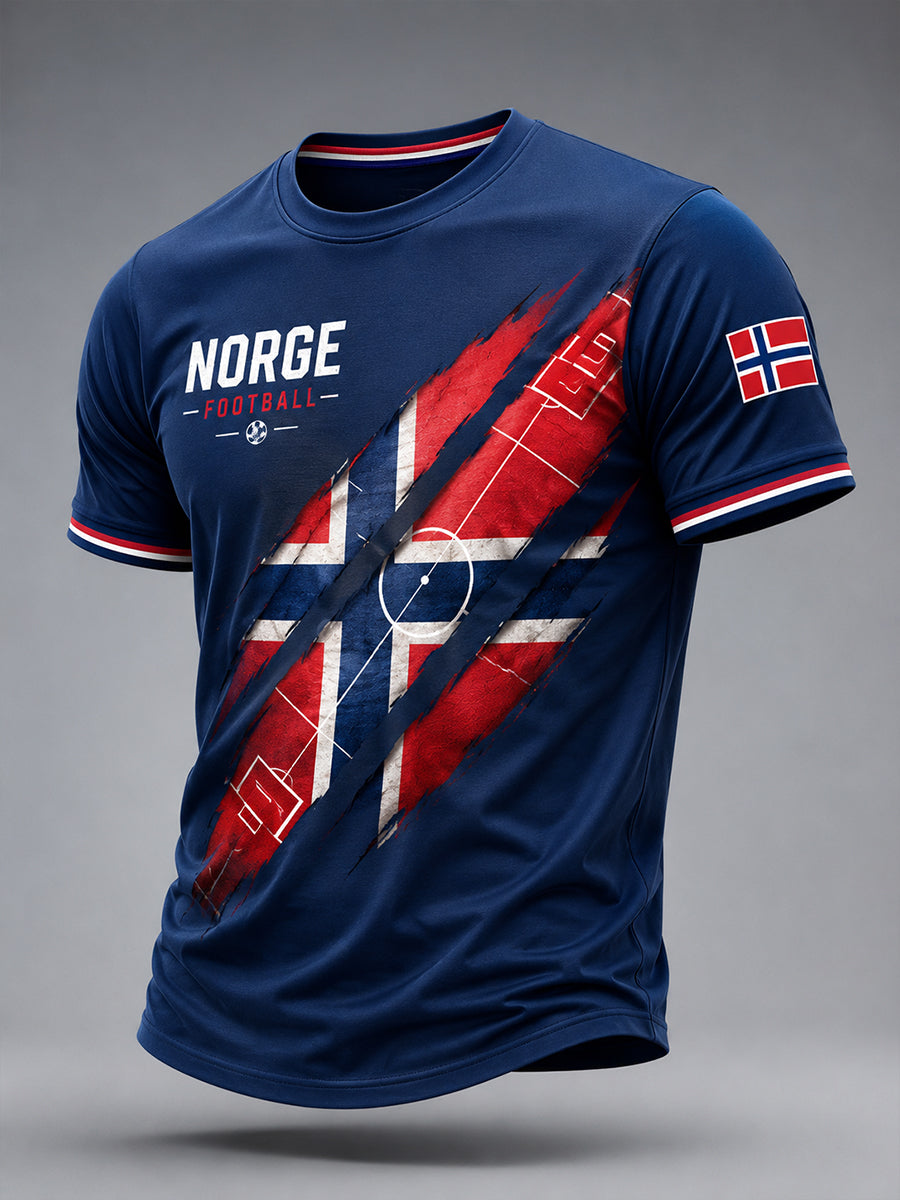 Retro norsk fotballfan-kunsttrykk, uformell t-skjorte