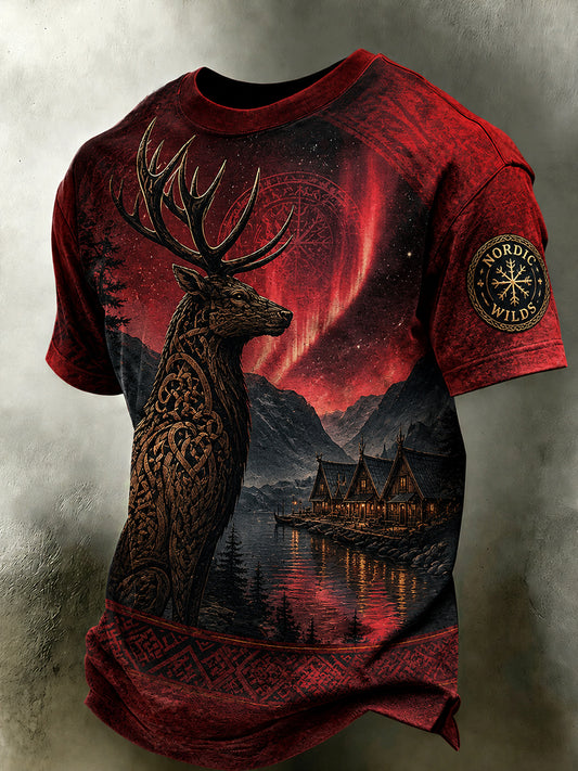 Retro norsk viking nordisk stil kunsttrykk uformell t-skjorte