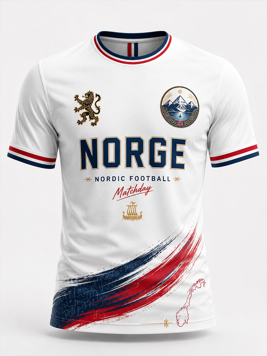 Retro norsk fotballfan-kunsttrykk, uformell t-skjorte
