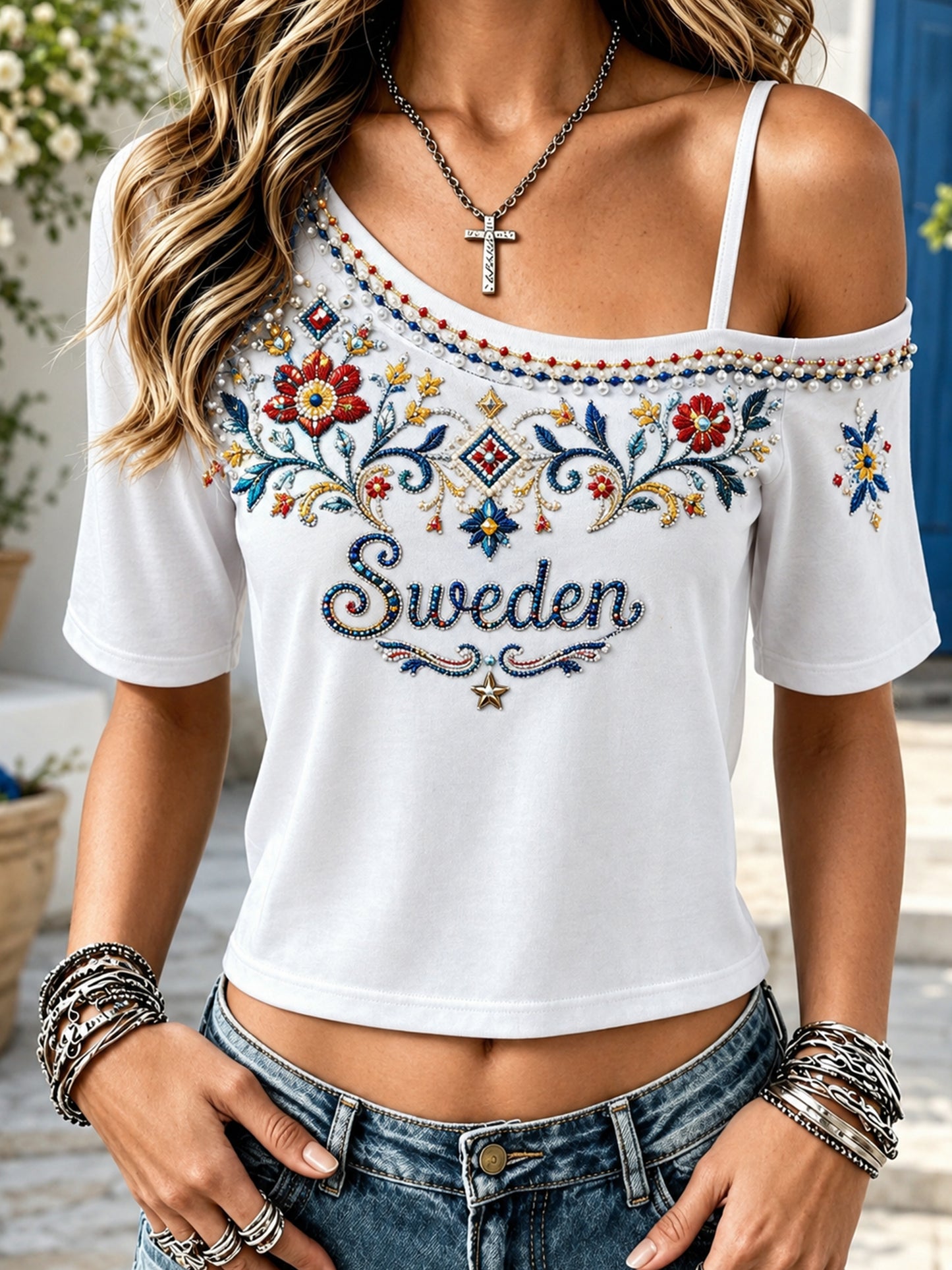 Damer Svensk Midsommarfest Konsttryck Topp