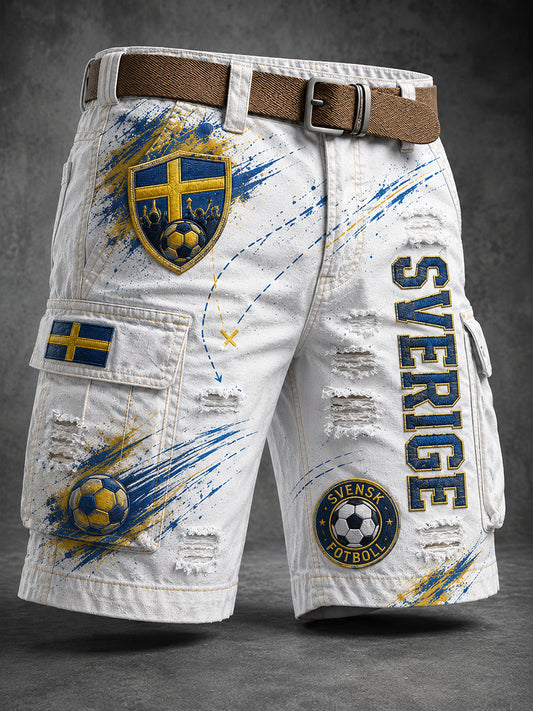 Retro svensk fotbollsfan-konsttryck avslappnade byxor
