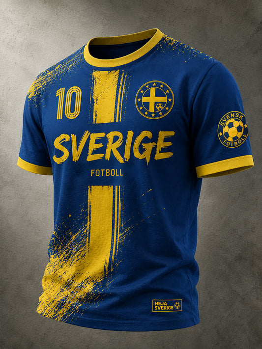 Retro svensk fotbollsfan konsttryck avslappnad t-shirt