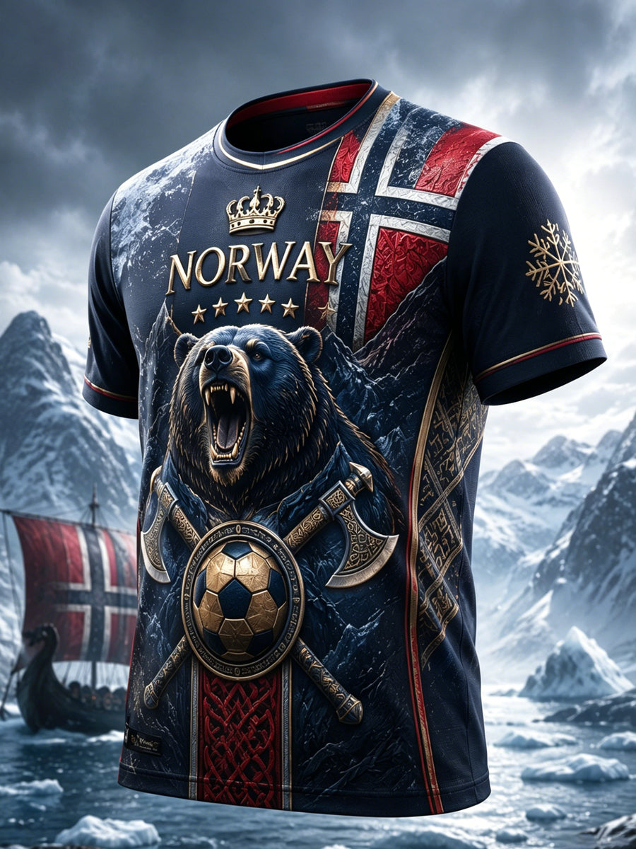 Menns norsk fotballkamp heiar-element kunsttrykk T-skjorte