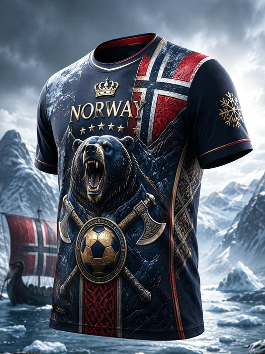 Menns norsk fotballkamp heiar-element kunsttrykk T-skjorte