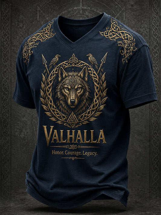Mäns Retro vikingelement Skriv ut kortärm T-shirt