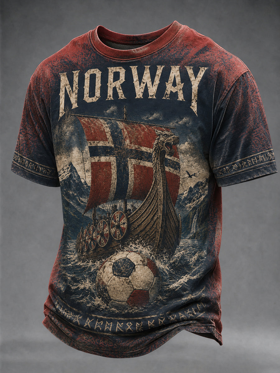 Menns Norge fotballfan-design t-skjorte