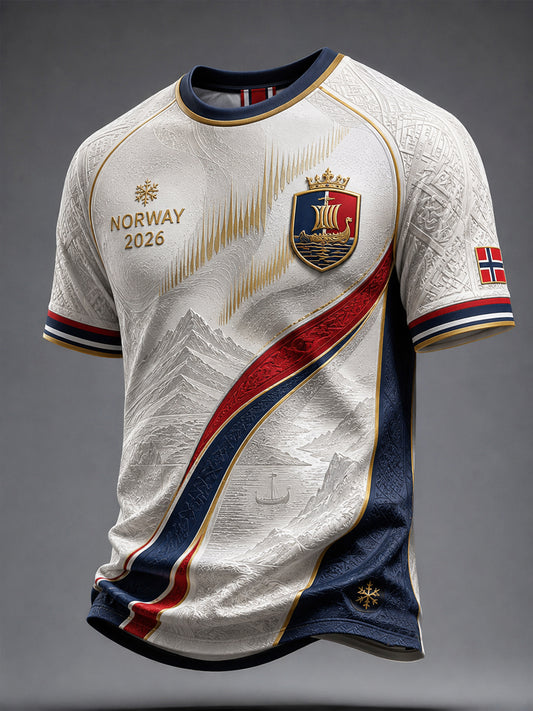 Menns 2026 Norge Fotball Fan Fritids-T-skjorte