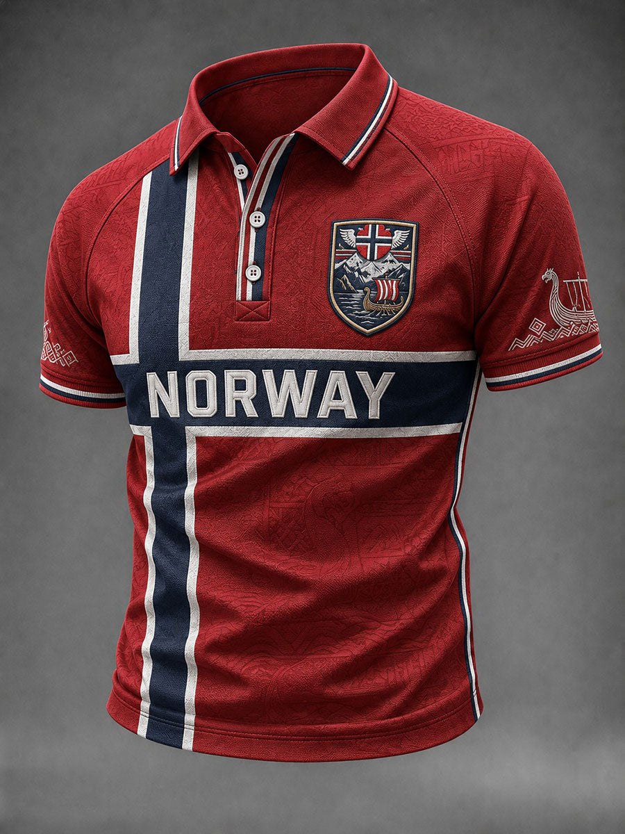 Herrers Norge fotballskjorte med trykk