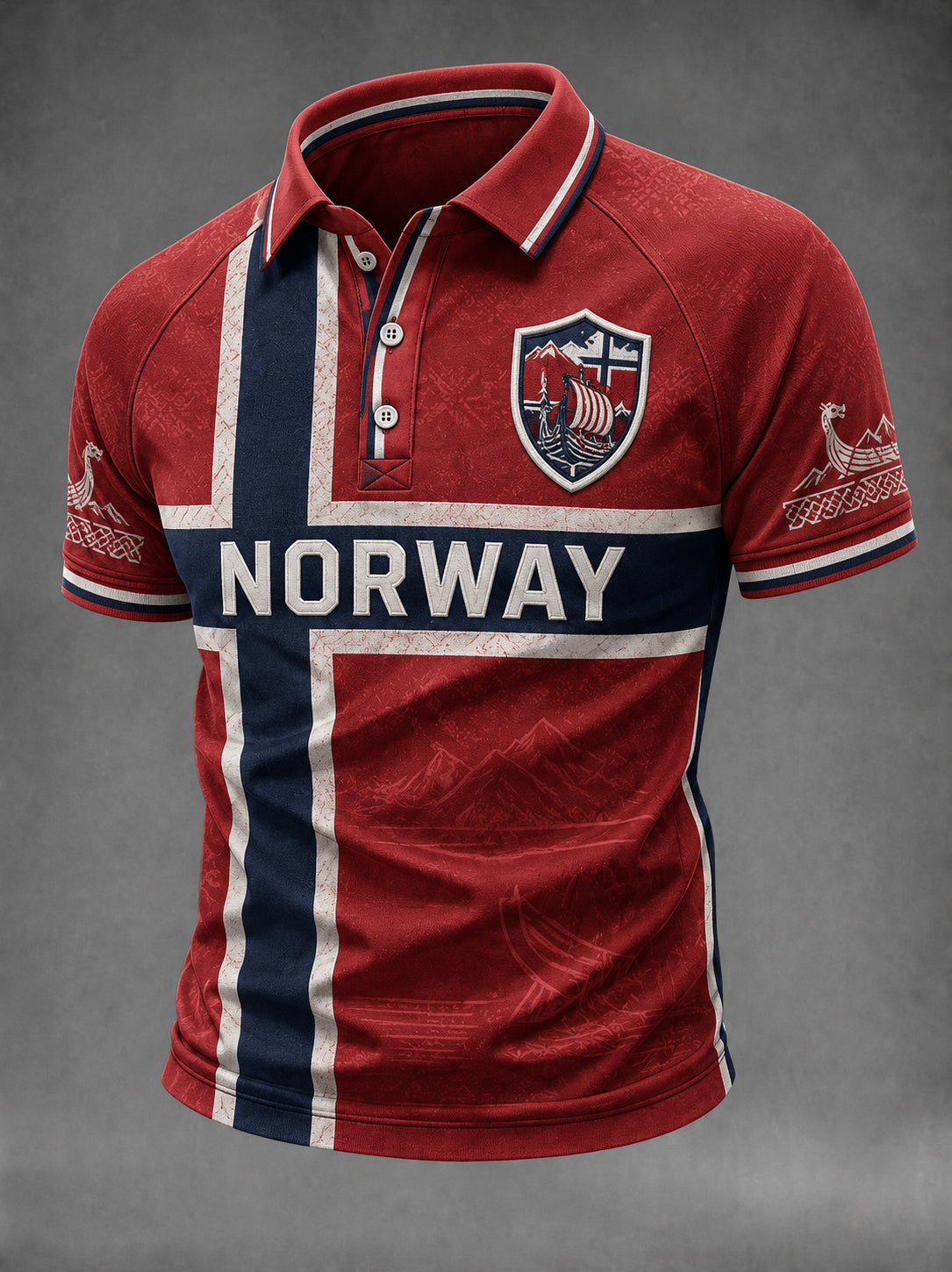 Herrers Norge fotballskjorte med trykk