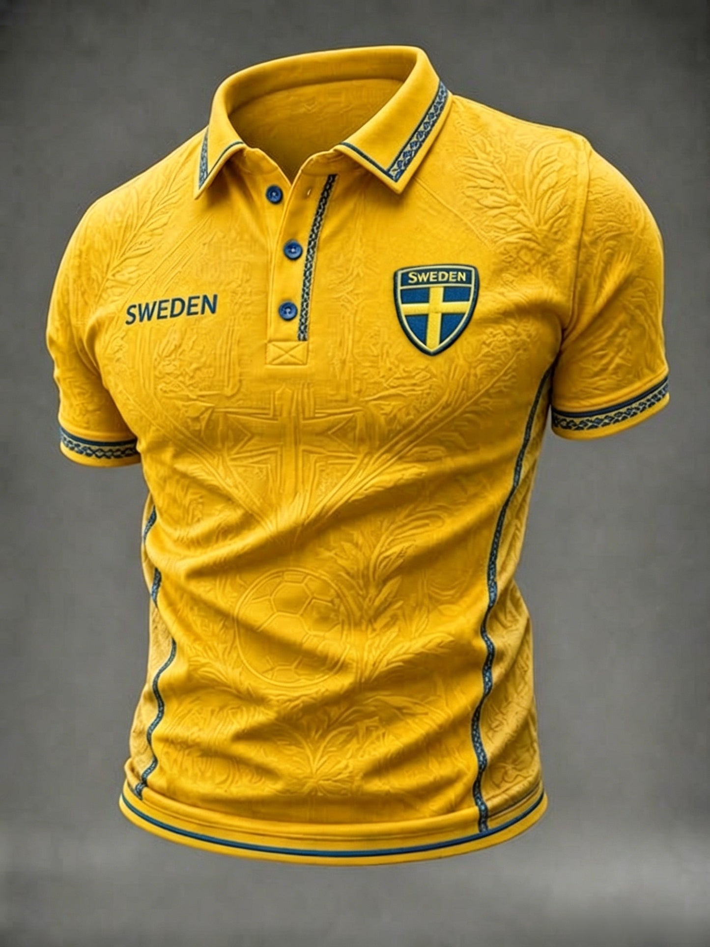 Herrpolskirt med kort ärm i retrostil, Sverige och fotboll 2026, tryckt design