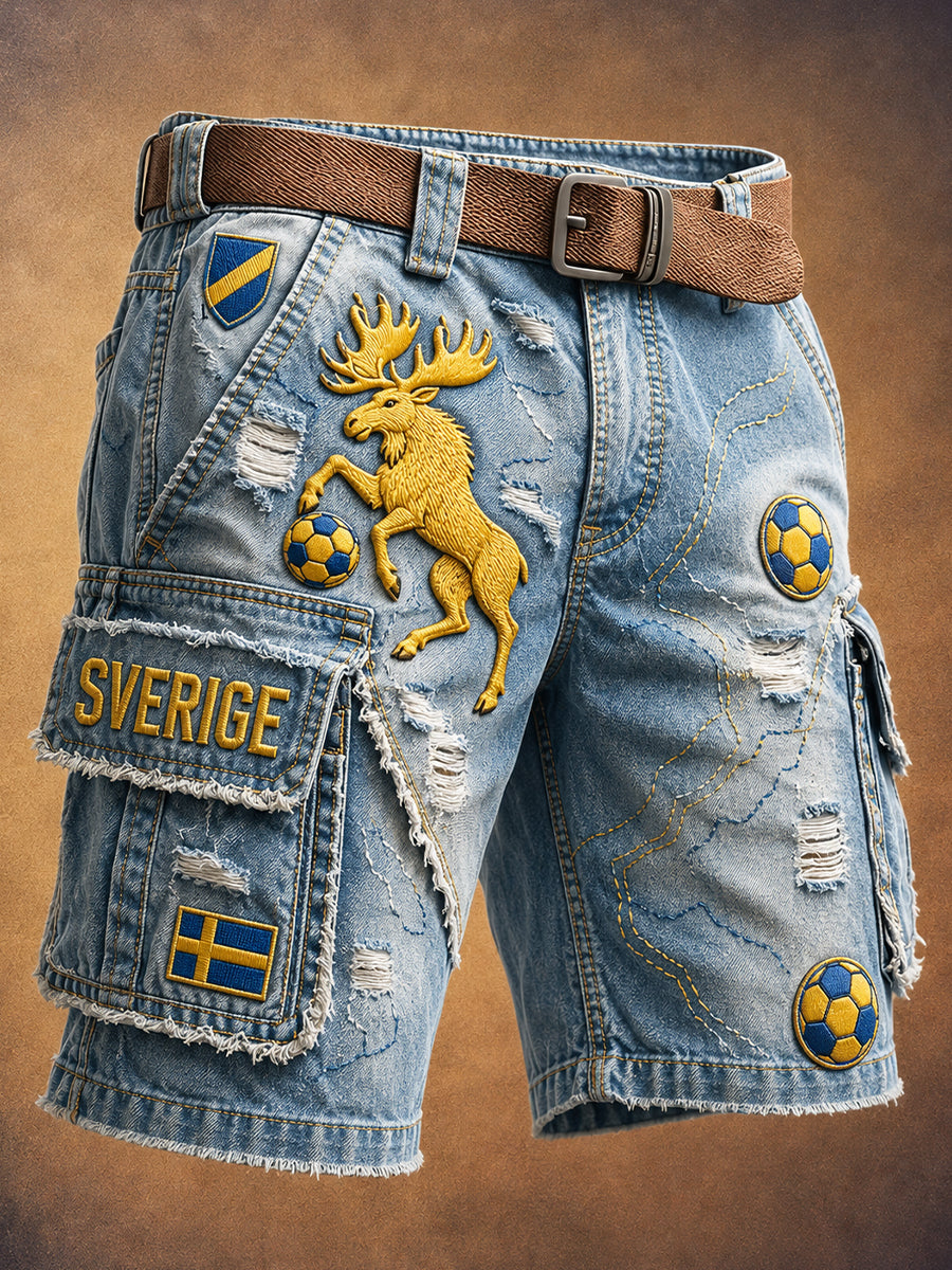 Retro svensk fotbollsfan-konsttryck avslappnade byxor