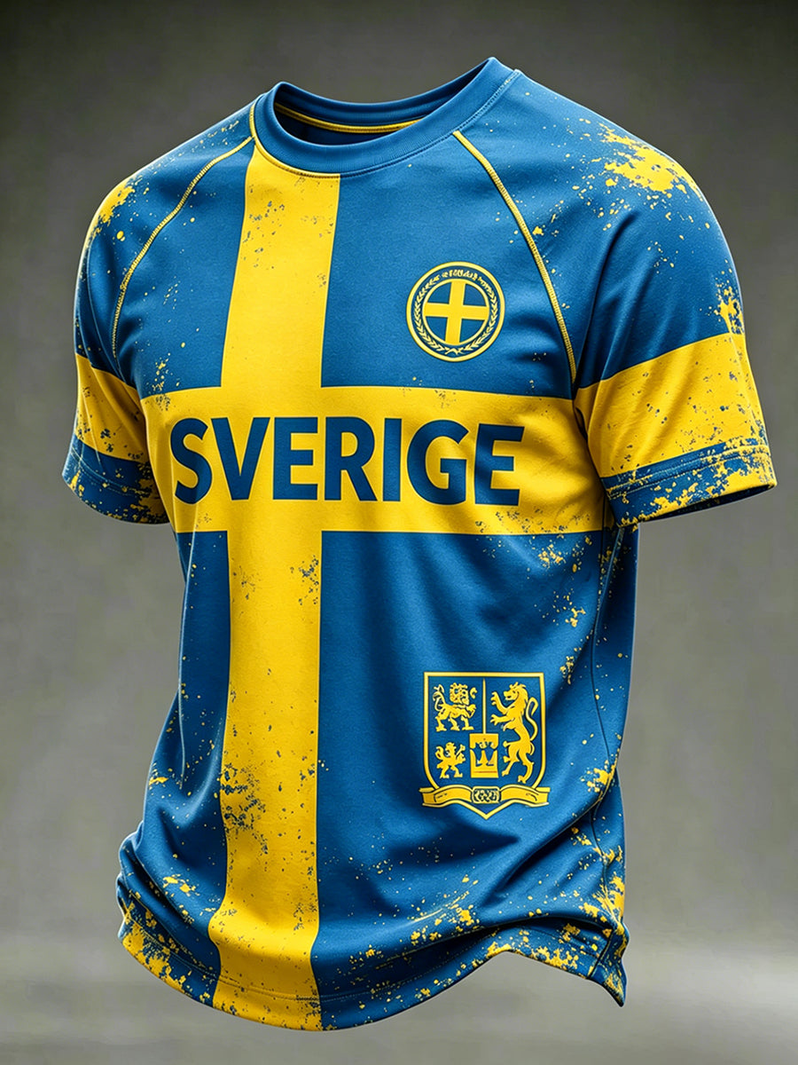 Mäns svensk fotboll Kort ärm T-shirt