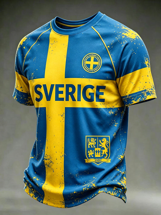 Mäns svensk fotboll Kort ärm T-shirt