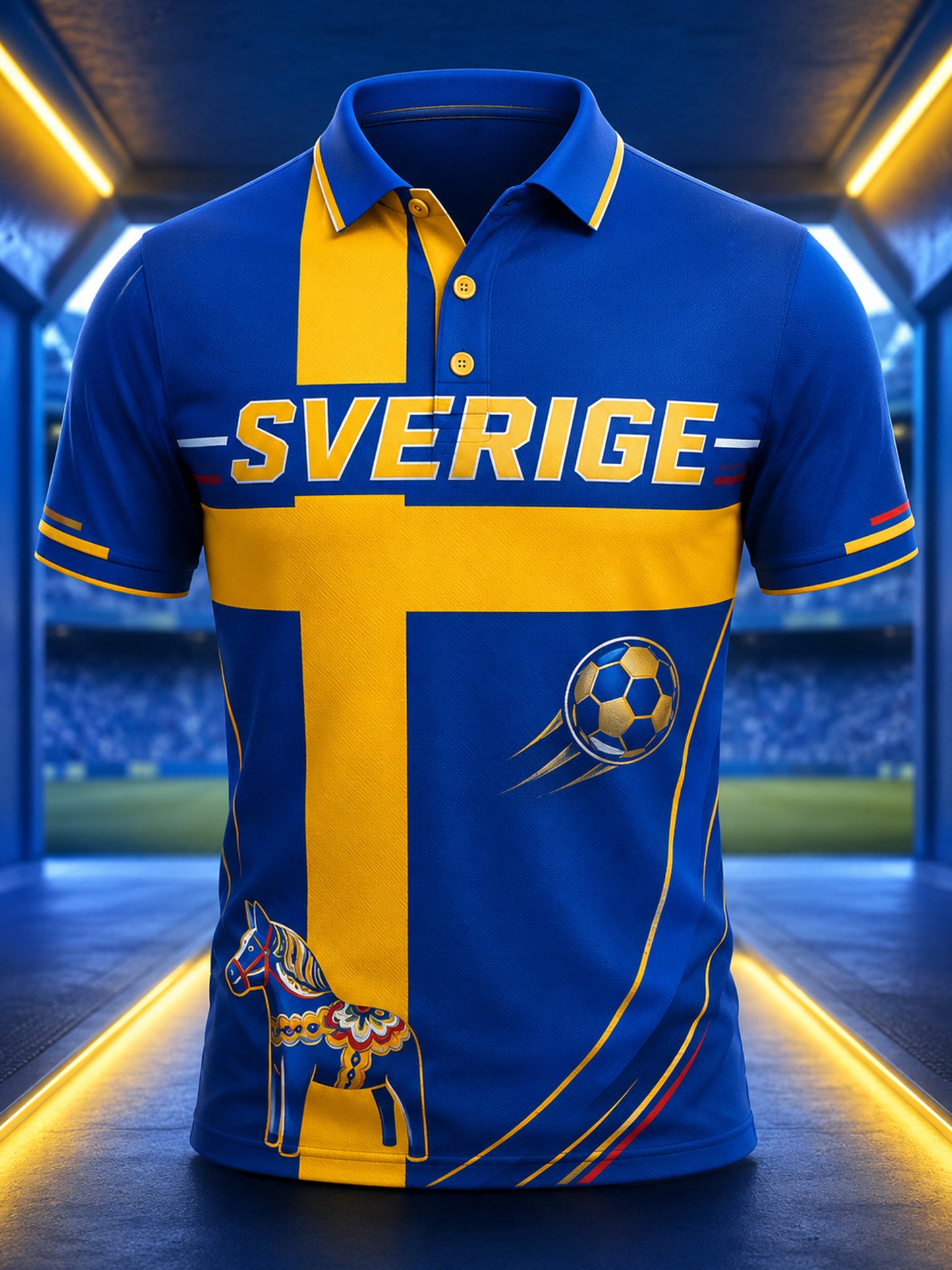 Herrtröja med konsttryck på en svensk fotbollsmatch – hejarklack