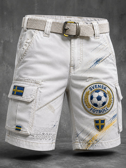 Retro svensk fotbollsfan-konsttryck avslappnade byxor