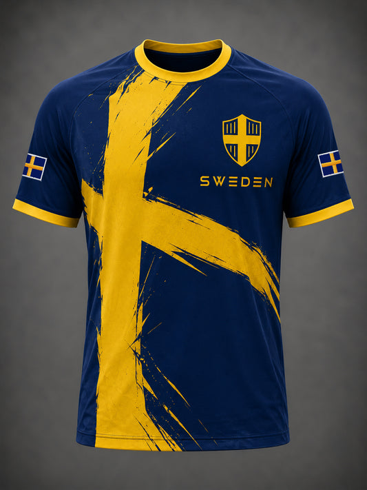 Herrligan svensk fotboll tryckt ledig t-shirt med korta ärmarna