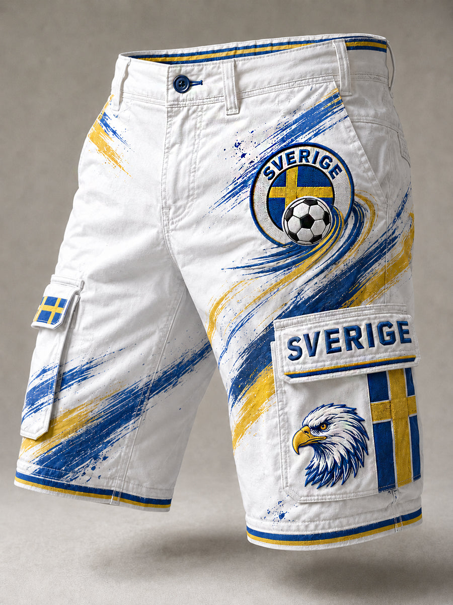 Retro svensk fotbollsfan-konsttryck avslappnade byxor