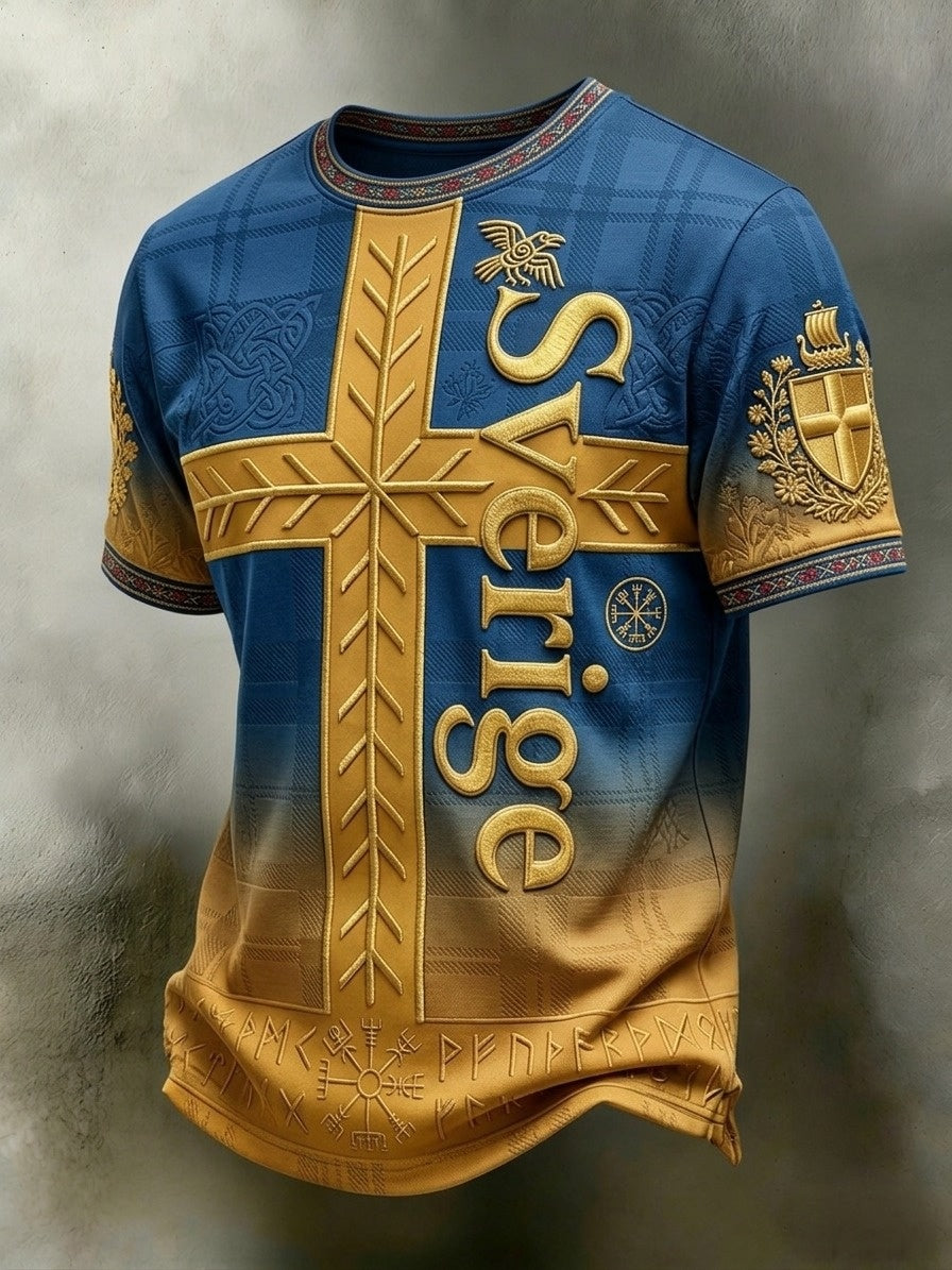 Herrtröja i retrostil med svensk fotbollsmotiv och tryck 2026