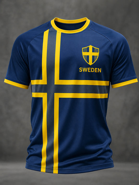Herrligan svensk fotboll tryckt ledig t-shirt med korta ärmarna