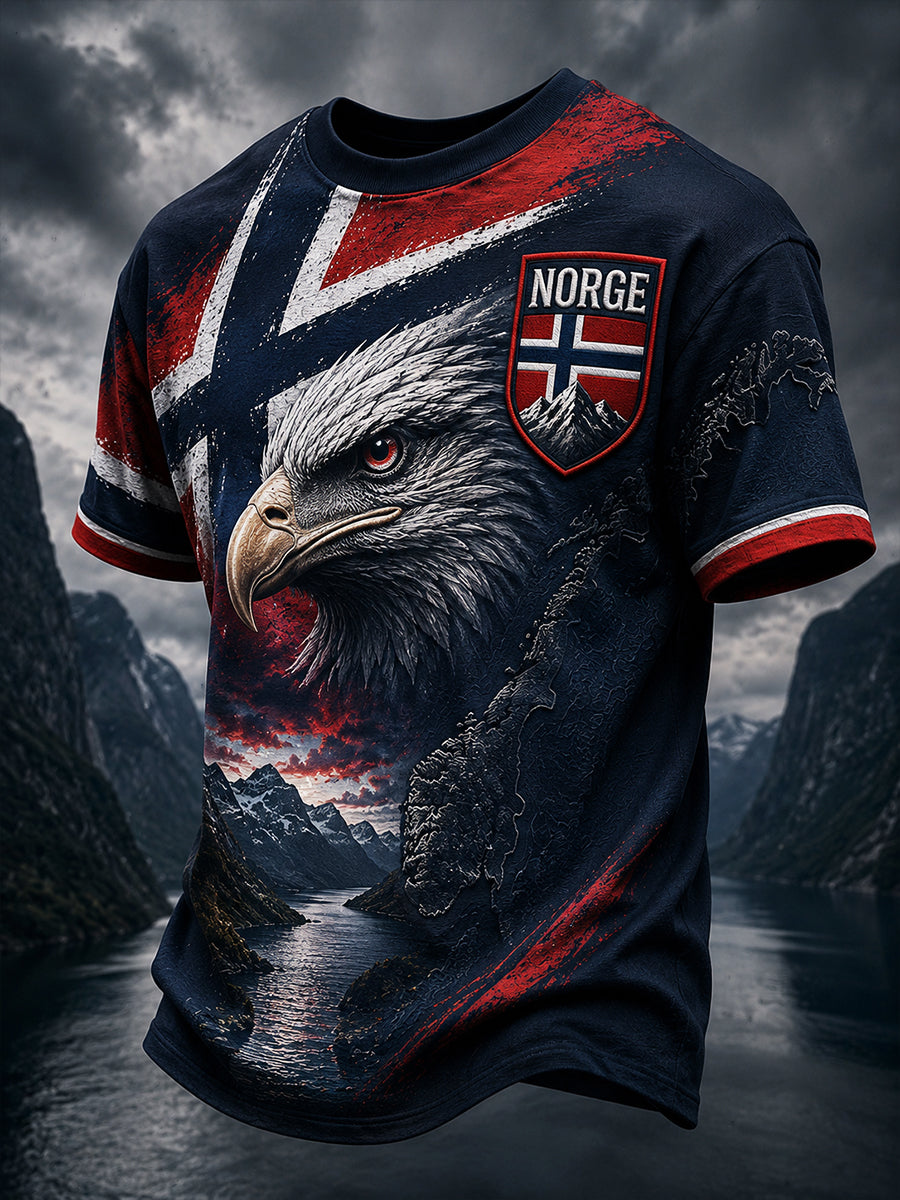 Retro norsk fotballfan-kunsttrykk, avslappet t-skjorte