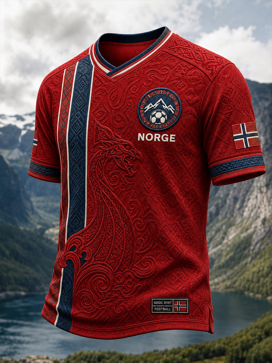 Retro norsk fotballfan-kunsttrykk, avslappet t-skjorte