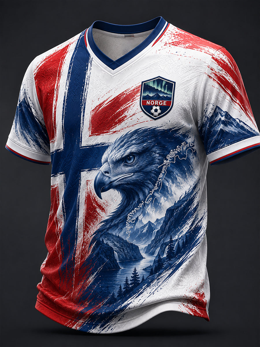 Retro norsk fotballfan-kunsttrykk, avslappet t-skjorte