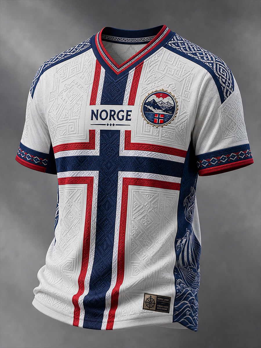 Retro norsk fotballfan-kunsttrykk, avslappet t-skjorte