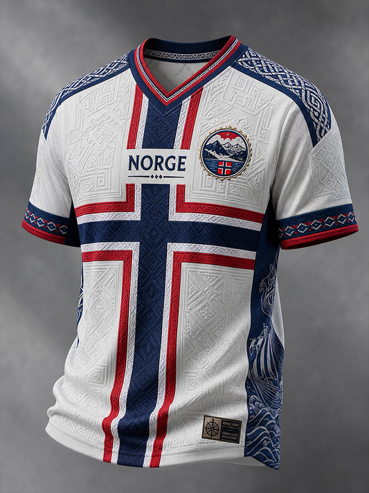 Retro norsk fotballfan-kunsttrykk, avslappet t-skjorte