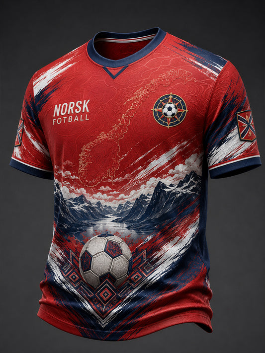 Retro norsk fotballfan-kunsttrykk, avslappet t-skjorte