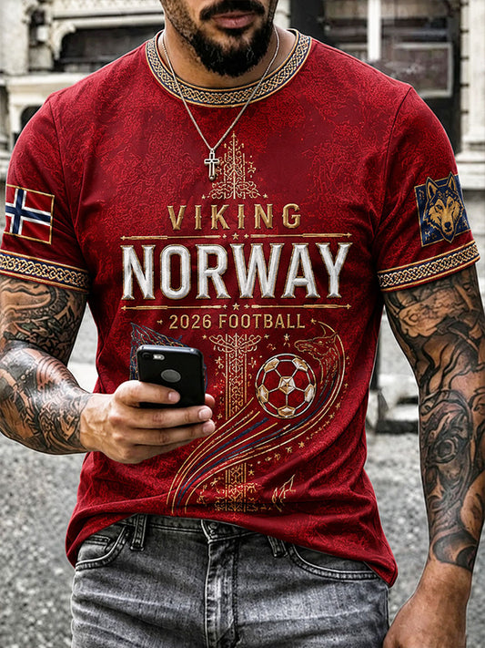 Herre-T-skjorte med fotballdesign for Norge 2026