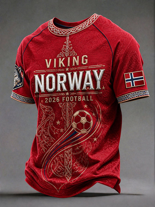 Herre-T-skjorte med fotballdesign for Norge 2026