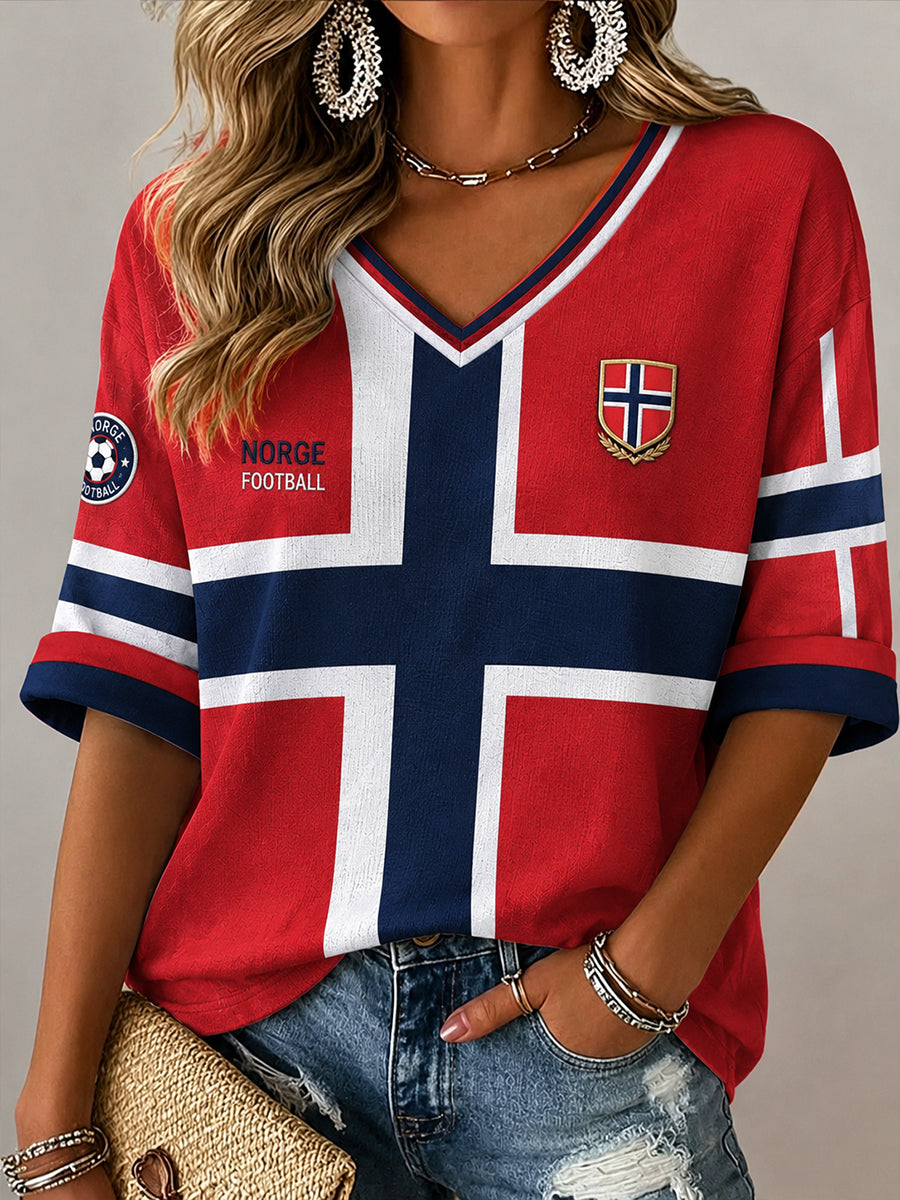 Retro norsk fotballfan-kunsttrykk avslappet topp