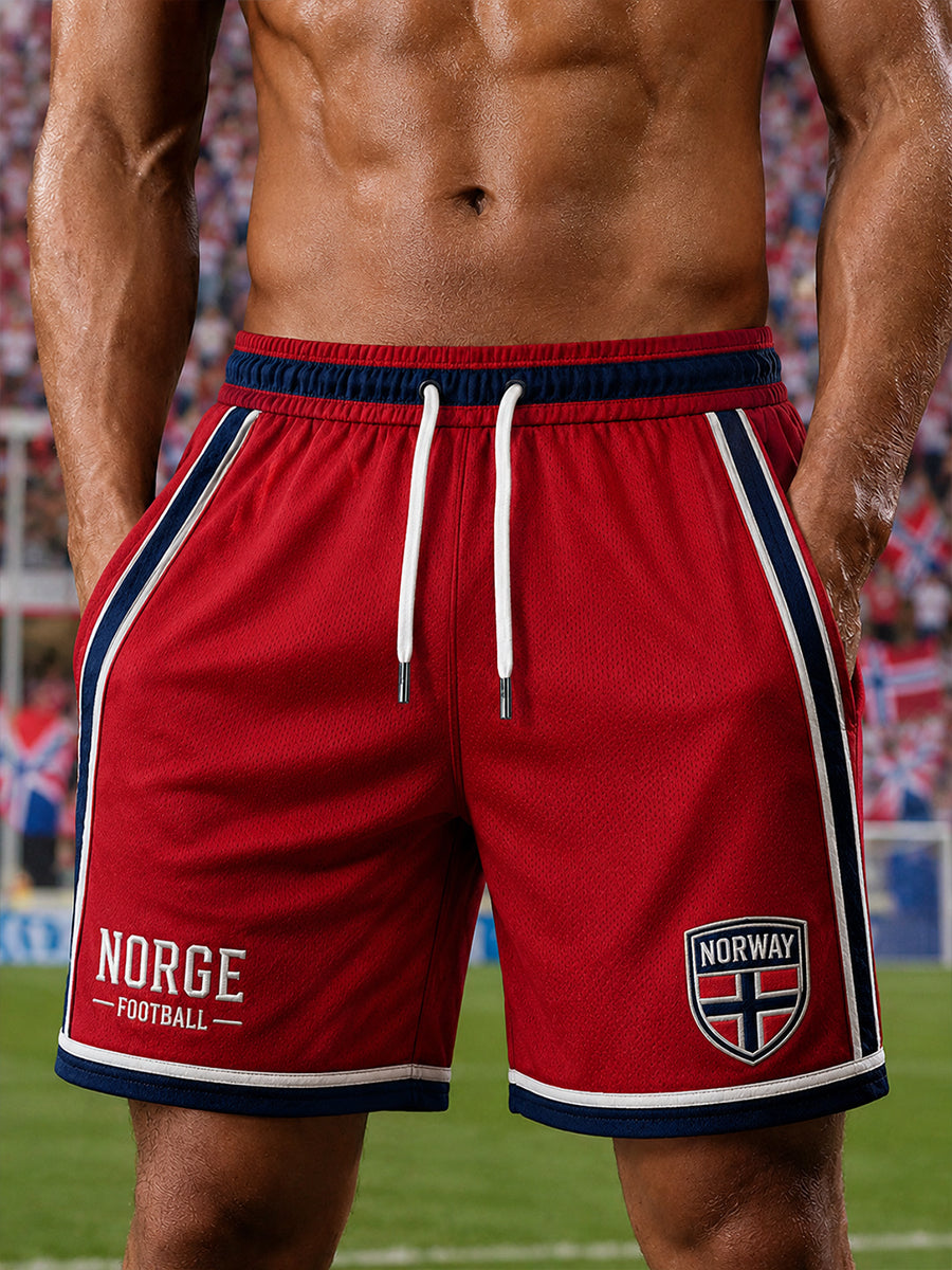 Retro norsk fotballfan-kunsttrykk, uformelle shorts