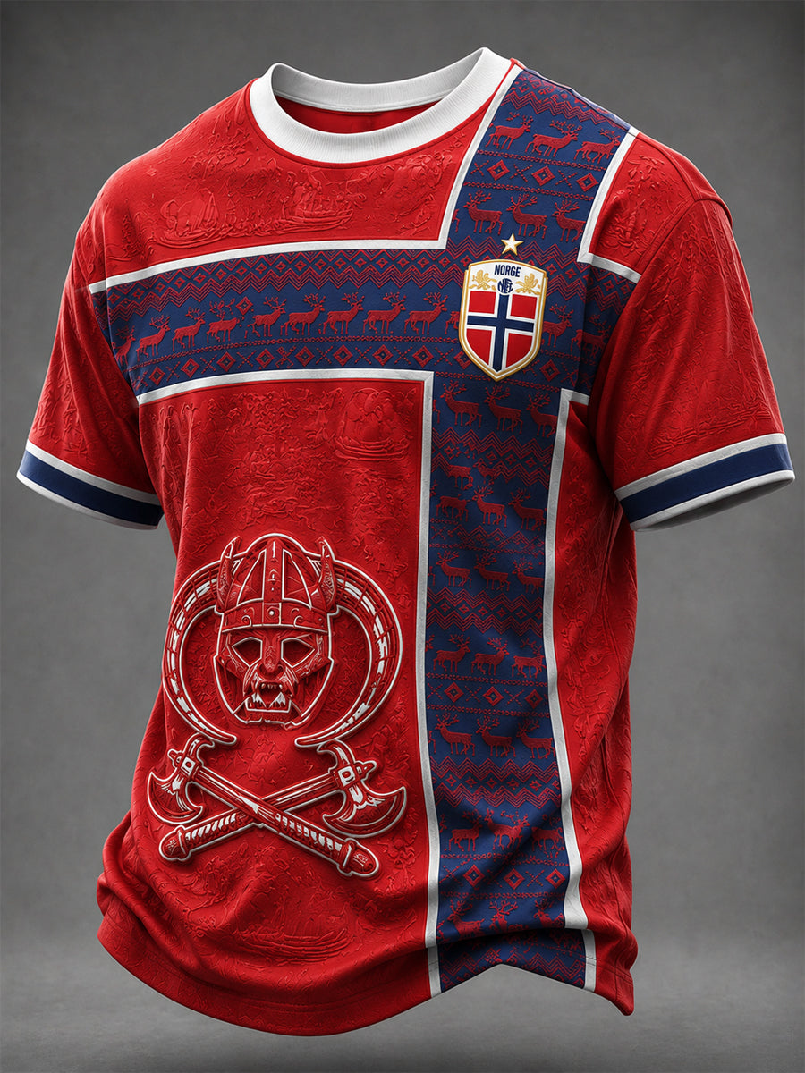 Menns Norge Fotball Trykt T-skjorte