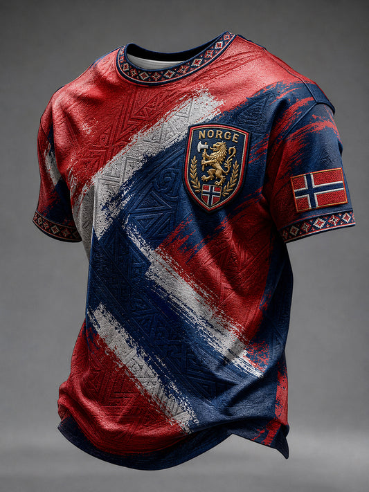 Herre Heia Norge fotballfan-grafisk t-skjorte