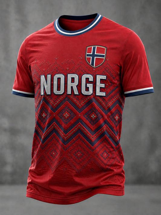 Menns Norge Fotball Trykt T-skjorte
