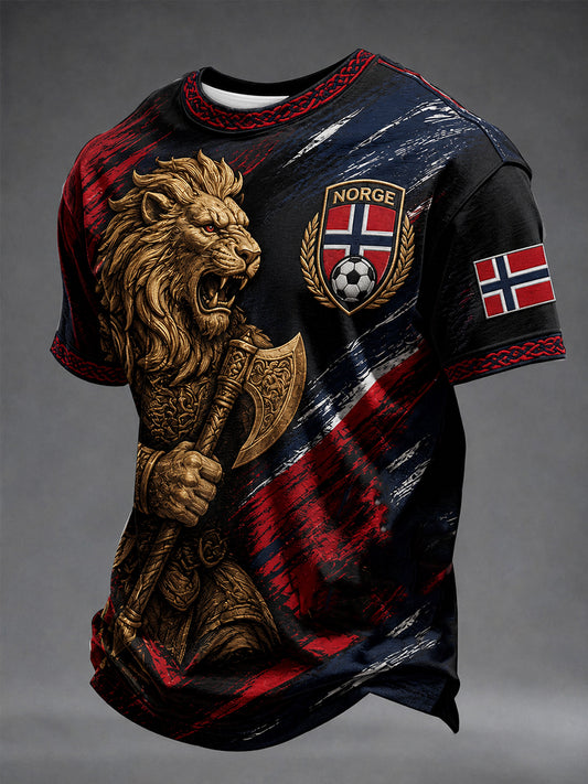 Herre Heia Norge fotballfan-grafisk t-skjorte
