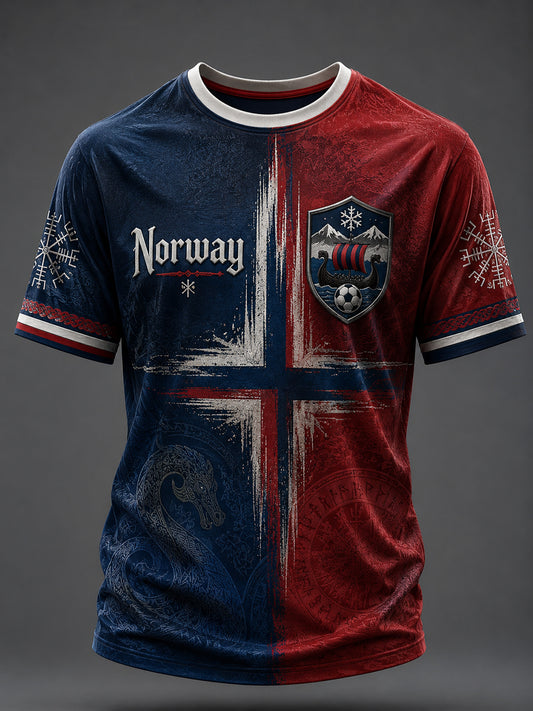 Menns Norge Fotball Trykt T-skjorte