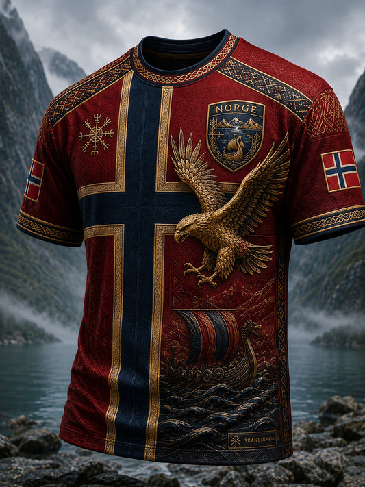 Retro norsk fotballfan-kunsttrykk, avslappet t-skjorte