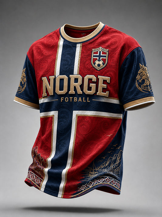 Retro norsk fotballfan-kunsttrykk, avslappet t-skjorte