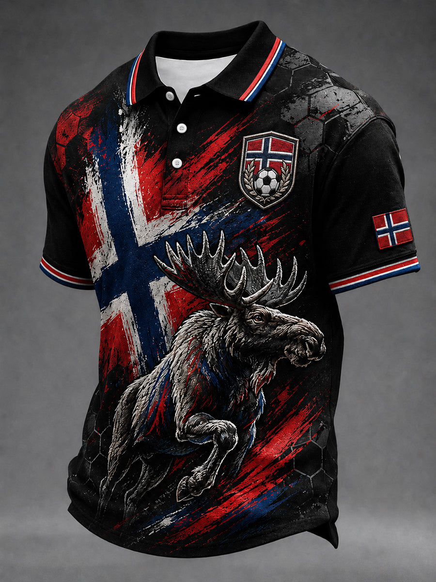 Herre Heia Norge fotballfan-grafisk t-skjorte