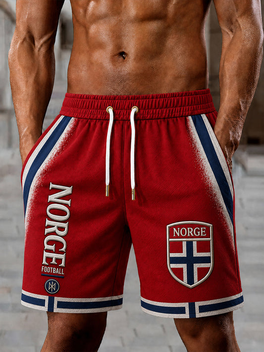 Retro norsk fotballfan-kunsttrykk, uformelle shorts