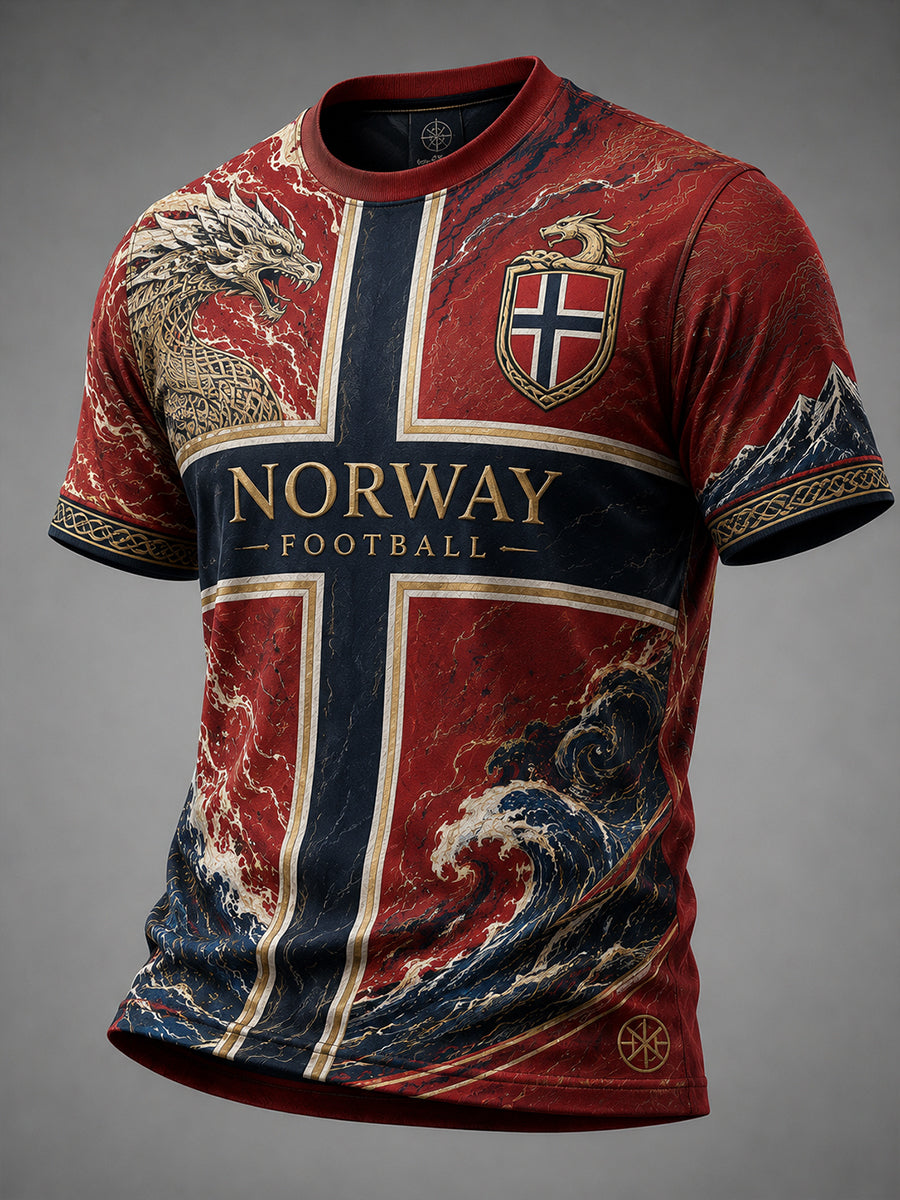 Herre-Viking-fotballtrykk t-skjorte med korte ermer