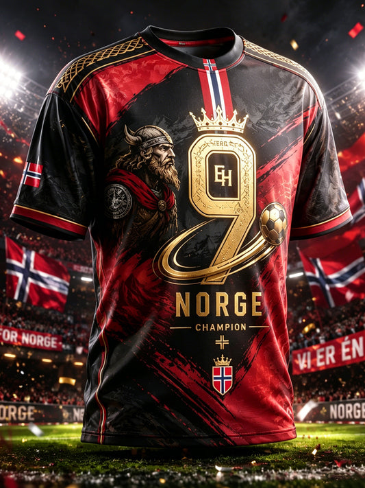 Menns norsk fotballkamp heieelement kunsttrykk t-skjorte