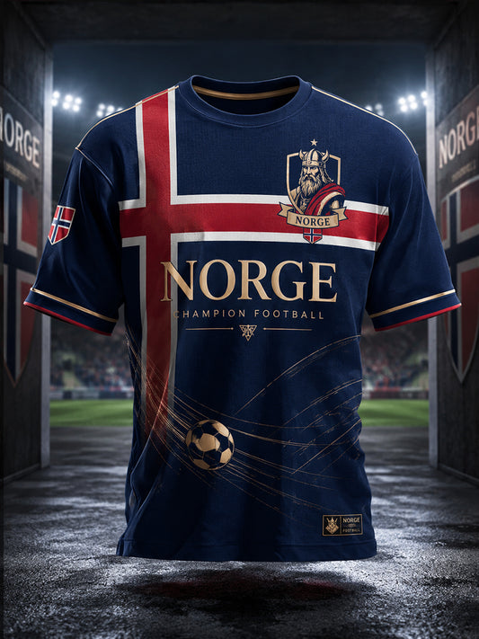 Menns norsk fotballkamp heieelement kunsttrykk t-skjorte