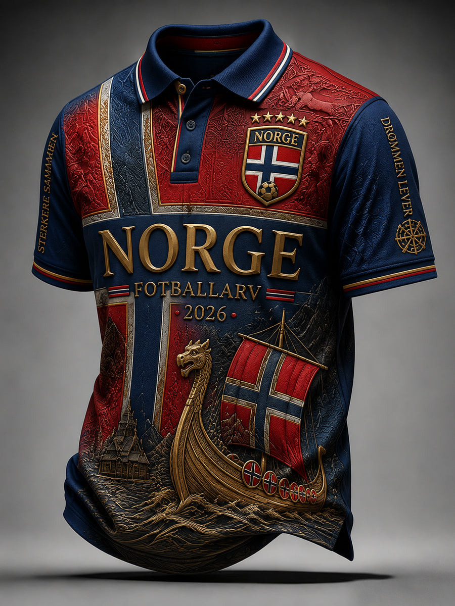Retro 2026 norsk fotball klassisk hverdagslig poloskjorte