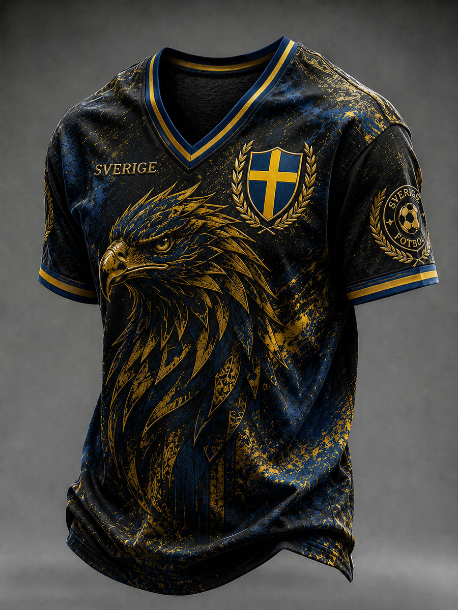 Retro svensk fotbollsfan-konsttryck avslappnad t-shirt